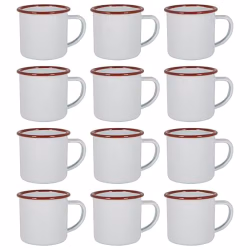 Argon Tableware Enamel Espresso Cup Set of 12 in Red, White and Blue, 130ml – 1