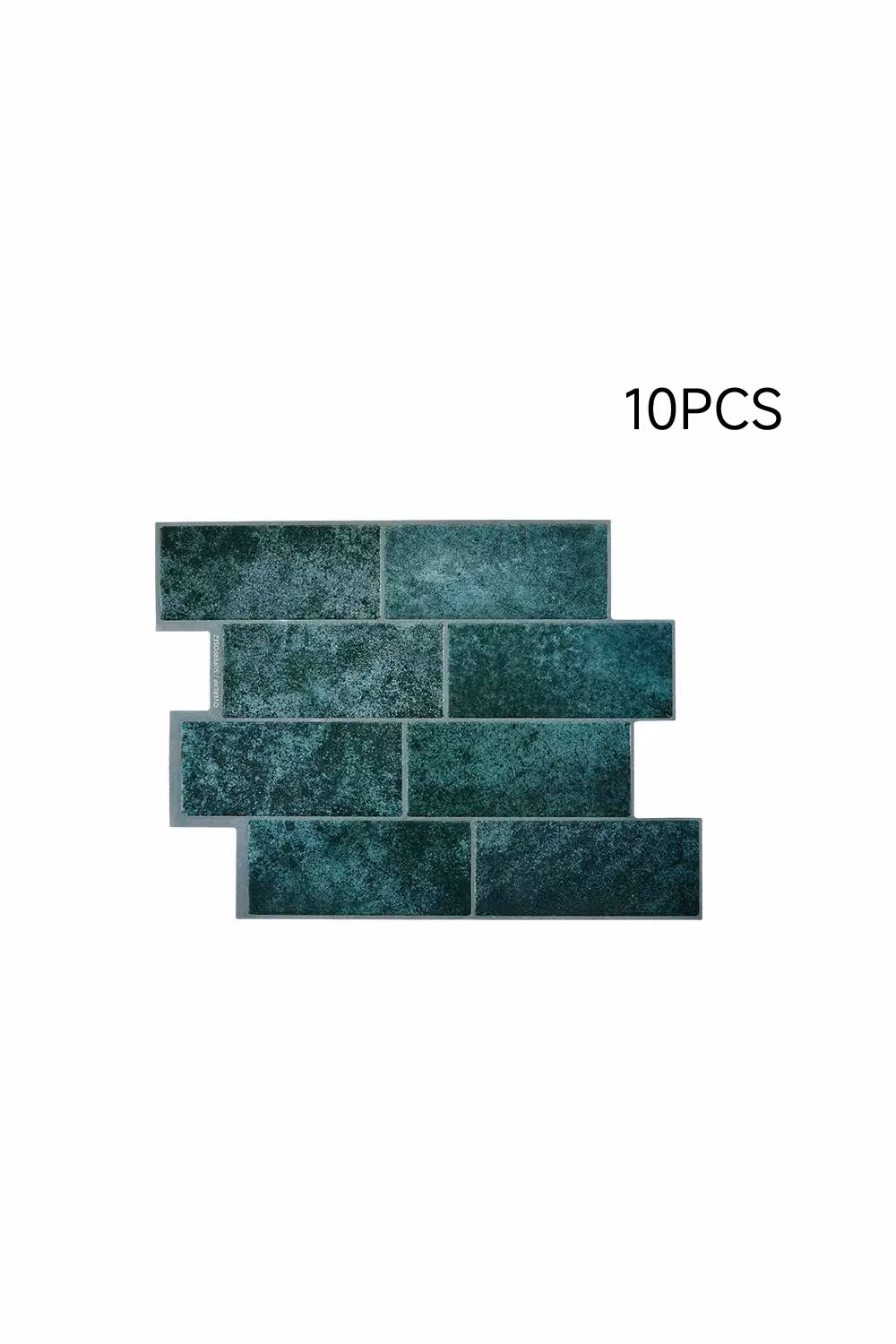 Living and Home 10Pcs 3D Self-Adhesive Stone Effect Subway Tile Wall Stickers in Green – 3