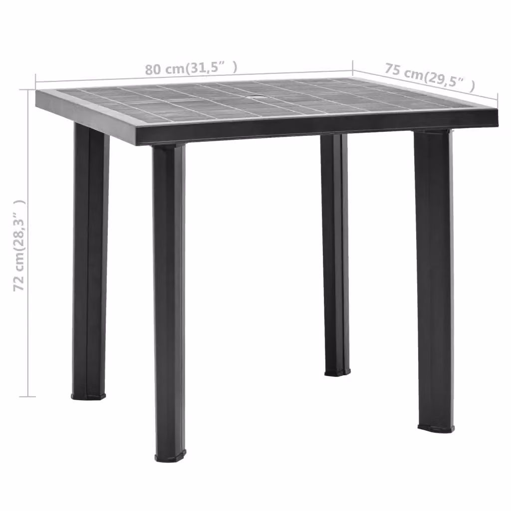 Berkfield Home Anthracite Plastic Garden Table in Black, W/D/H: 80 x 75 x 72 cm – 5