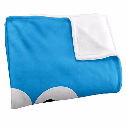 LOGOVISION Sesame Street Cookie Monster Face Super Soft Fleece Throw Blanket in Blue and White, W/D/H: 152 x 127 cm – 2
