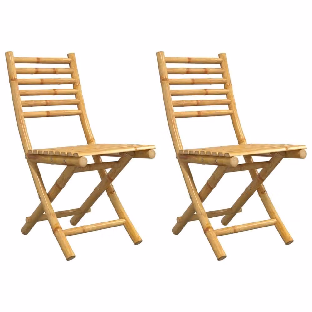 Berkfield Home Beautiful Folding Bamboo Garden Chairs, 2 Pack, Brown, W/D/H: 43 x 54 x 88 cm – 2