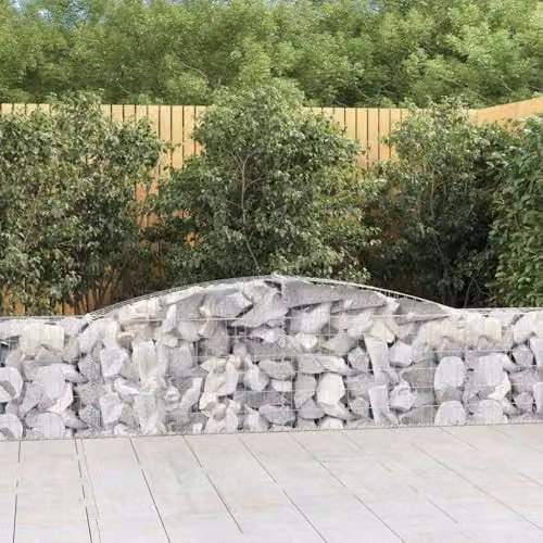 vidaXL Arched Gabion Baskets, 4 Piece Set, Silver Galvanised Steel, W: 400 cm, D: 30 cm, H: 60/80 cm – 2
