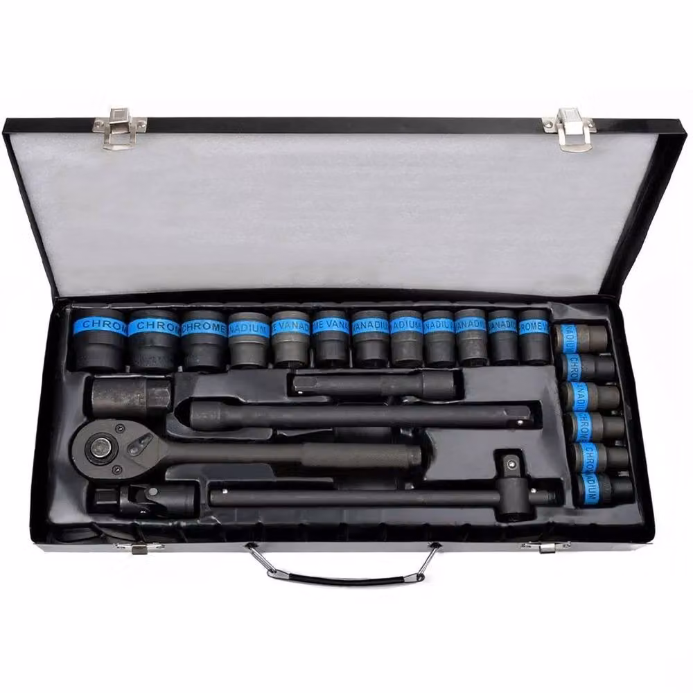 FLAVORA Heavy Duty 1/2 inch Ratchet Wrench Socket Set in Black – 2