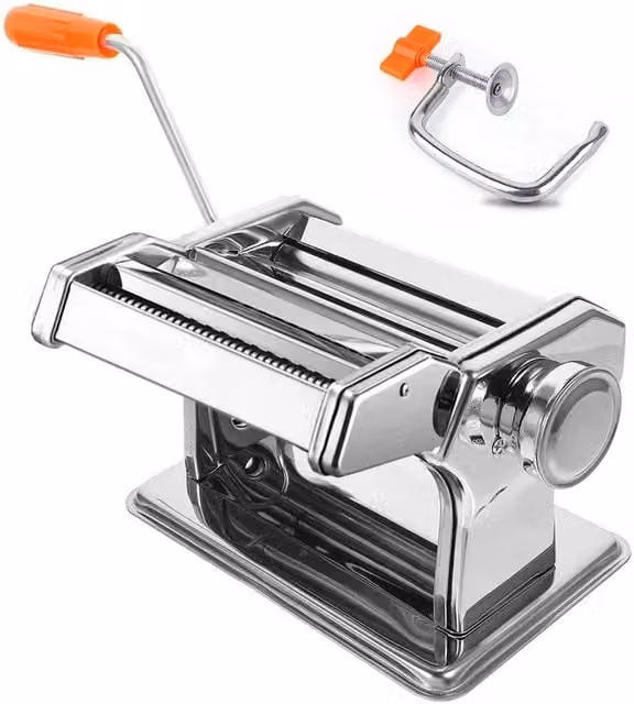 VOGREX 6-Setting Pasta Maker Roller and Cutter in Silver