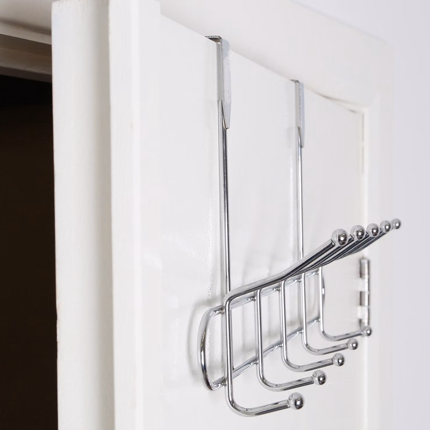 Orsina Over Door Hanger with 10 Hooks in Silver and White – 2