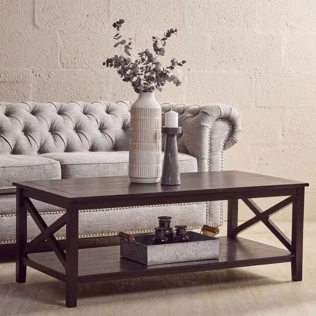 Orsina Black Rectangular Wood Coffee Table W/D/H: 120 x 60 x 45 cm – 2