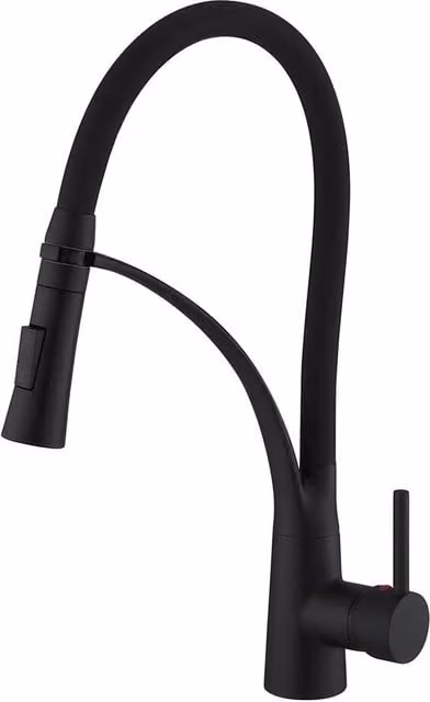 Heable Matte Black Kitchen Sink Mixer Tap with Single Lever Control, Dual Function Sprayer and Swivel Spout – 1