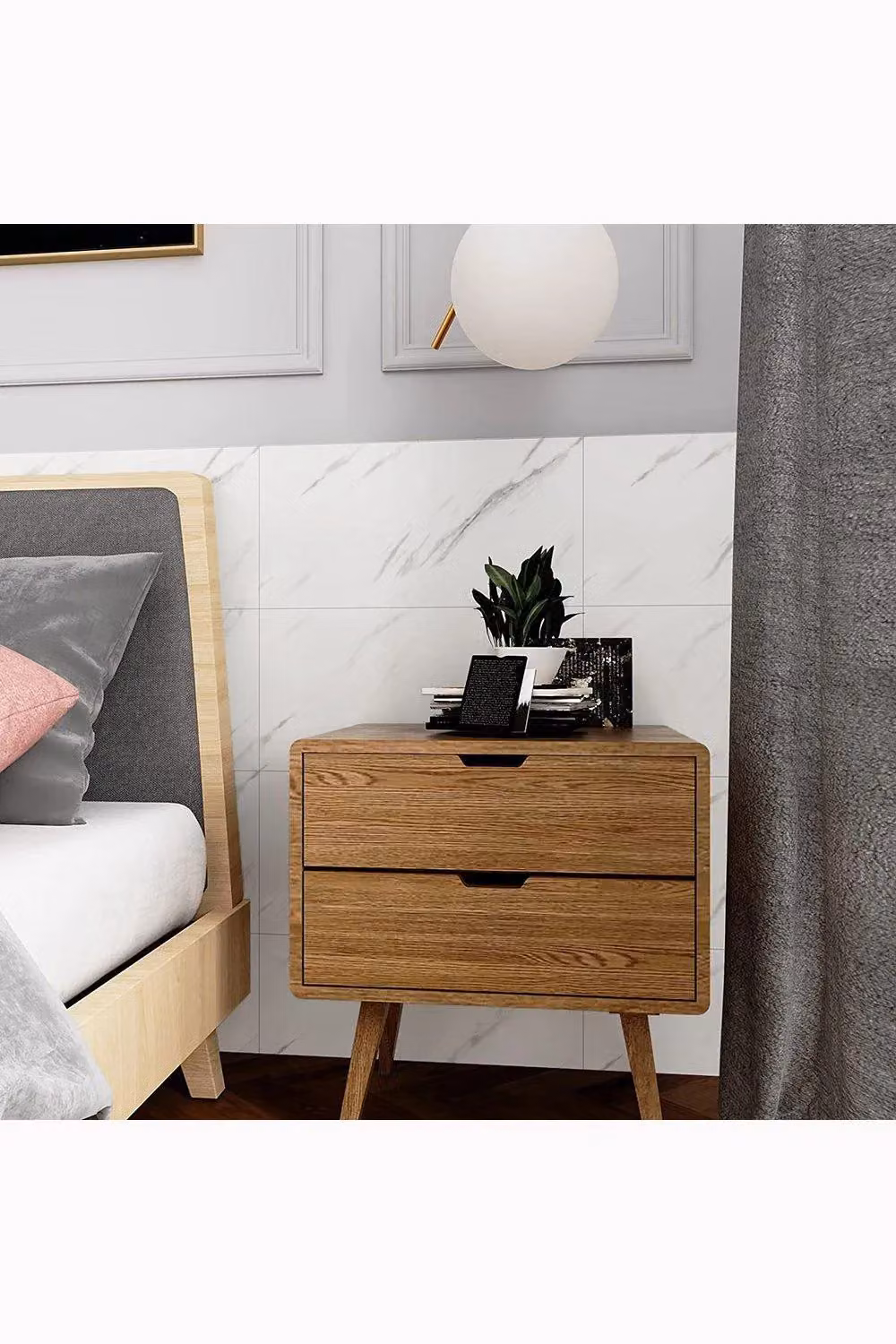Living and Home 10 Pcs White Marble Texture Waterproof Flame Retardant Rectangular Self-Adhesive PVC Tile Stickers – 1