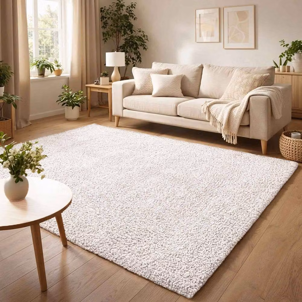 Desire Rugs Ainsley Modern Plain Shaggy Area Rug in Beige and White, W/D/H: 60 x 220 cm – 2