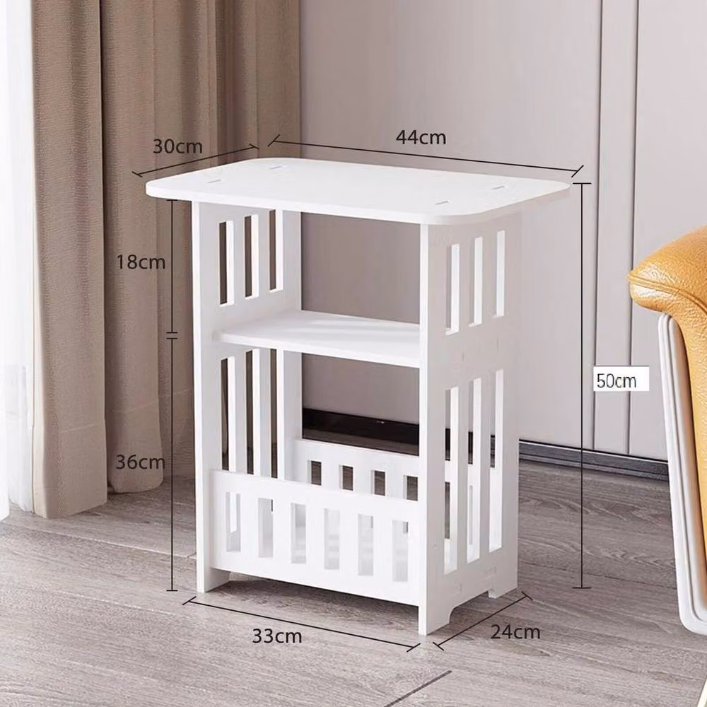 VOGREX White Modern Bedside Table with Drawer and Storage Shelf – 2