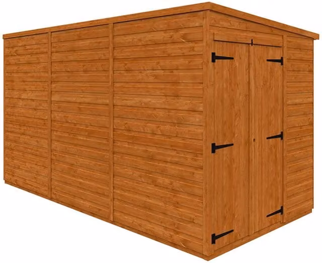 Buttercup Farm 12x6 Flex Pent Double Door Windowless Wooden Play House in Burnt Orange, L353.8 x W175 x H203 cm – 1