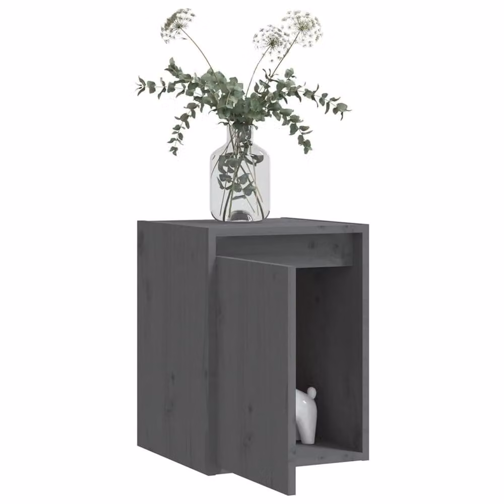 Berkfield Home Set of 2 Grey Solid Wood Pine Wall Cabinets, W/D/H: 30 x 30 x 40 cm – 3