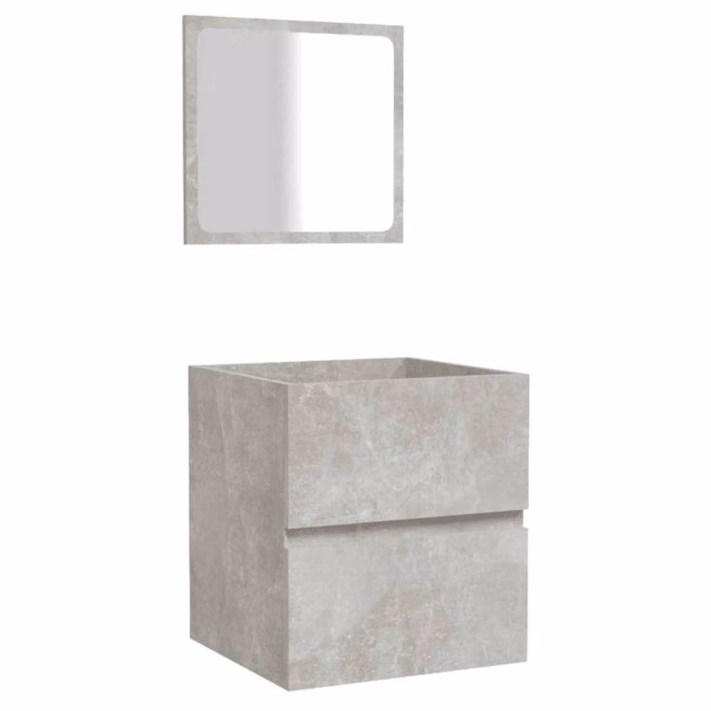 Berkfield Home Premium Wall Mounted Bathroom Cabinet with Mirror in Concrete Grey – 2
