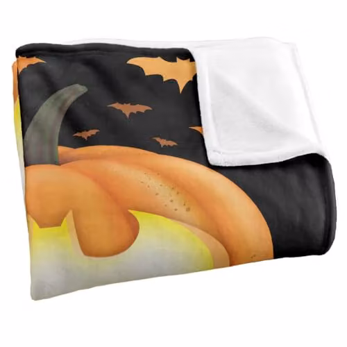 LOGOVISION Batman Halloween Jack O Lantern Multicolour Super Soft Fleece Throw Blanket W/D/H: 127.0 x 152.4 x 1.0 cm – 2