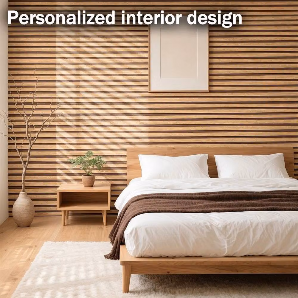 NESTLUNE Brown 3D Wood Panel Effect Slat Panelling Wallpaper, W: 100 cm, H: 15 cm – 4