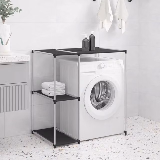 Berkfield Home Black Metal Storage Rack over Washing Machine W/D/H: 87 x 55 x 90.5 cm – 1
