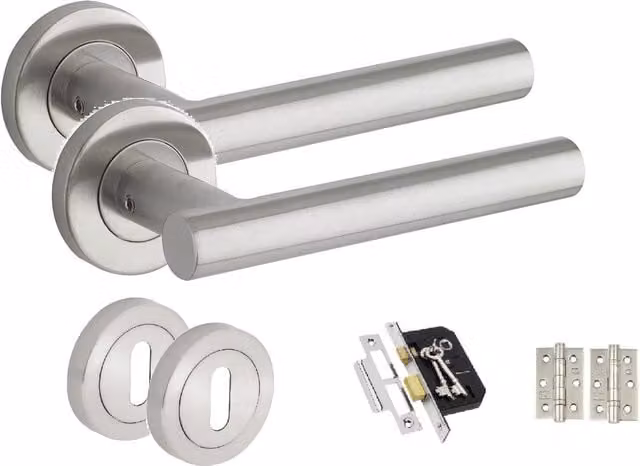 Golden Grace Brushed Silver Door Handle Set