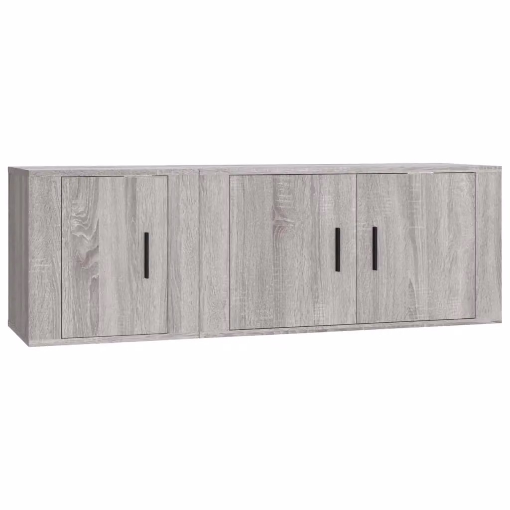 Berkfield Home 2 Piece Grey Sonoma Lowboard and Wall Mounted TV Cabinet Set – 2
