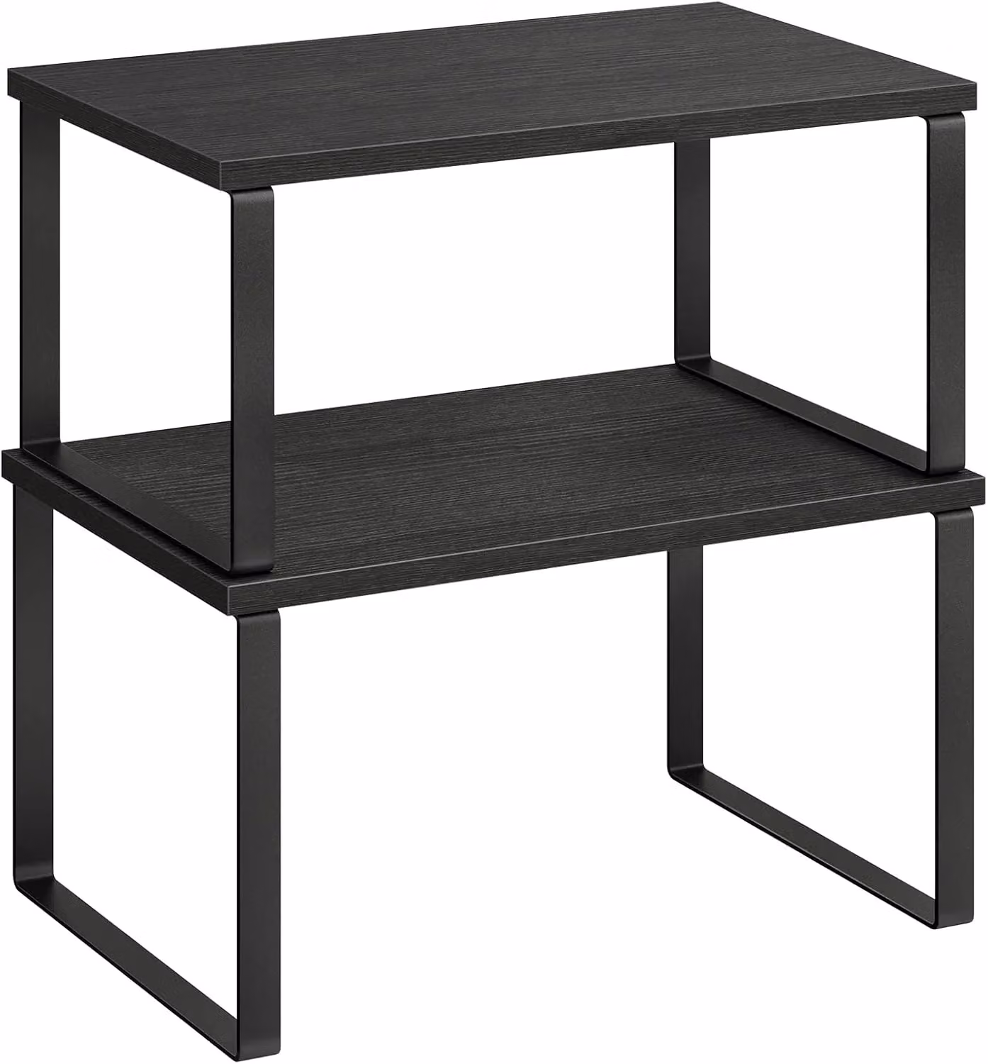 SONGMICS Expandable Stackable Cupboard Spice Rack Set of 2 Kitchen Organisers in Black – 3