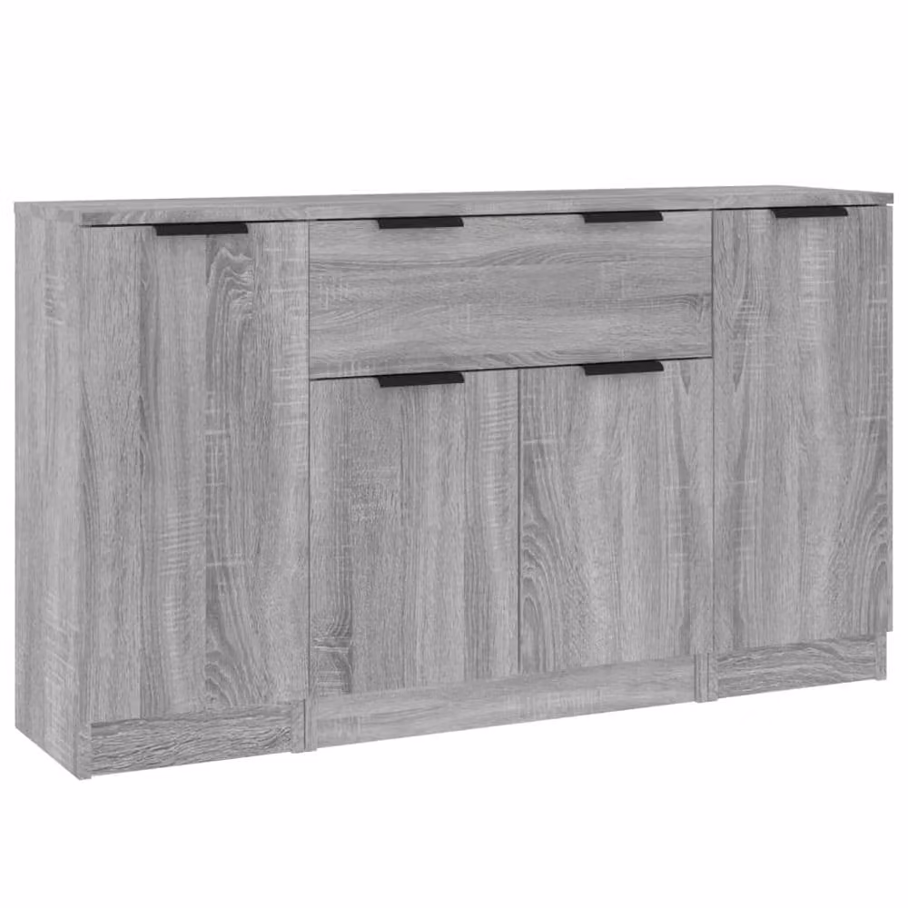 Berkfield Home Set of 3 Modern Grey Sonoma Sideboards in Matt MDF – 2