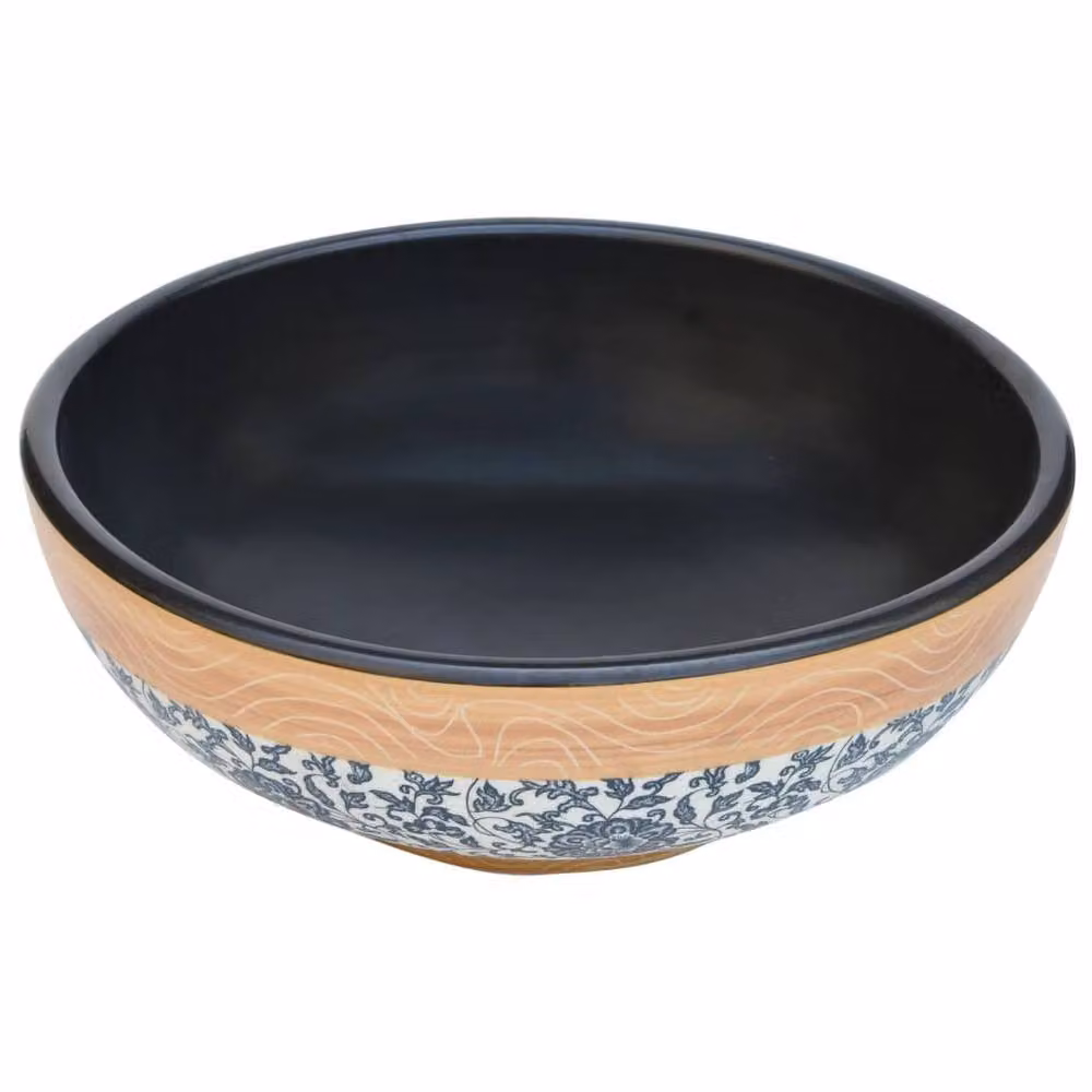 Berkfield Home Round Ceramic Countertop Basin, Multicolour, Diameter: 41 cm, Height: 14 cm – 3