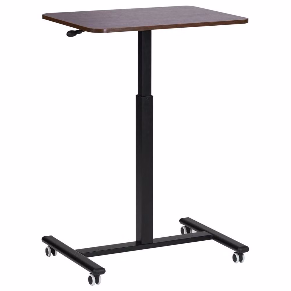 Wyld Haus Mobile Adjustable Laptop Desk in Brown with Steel Wheels and Manual Crank Height Adjustment – 2
