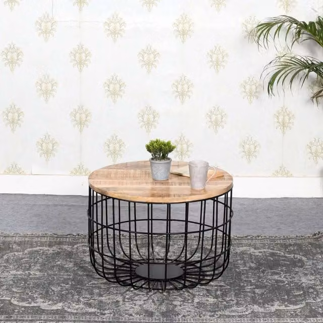 IH Design Modern Square Mango Wood Coffee Table in Brown, W/D/H: 60 x 60 x 40 cm