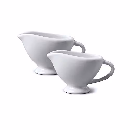 Bartleet & Sons 1750 Set of 2 White Porcelain Drip-Free Mini Sauce Boats, 45 ml each