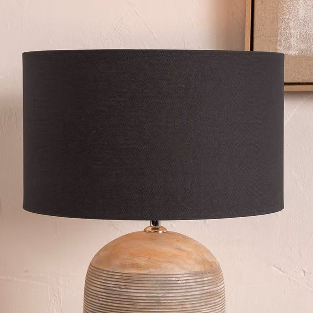 Pacific Lifestyle Modern Cylinder Fabric Table Lamp Shade in Grey, Diameter: 35 cm
