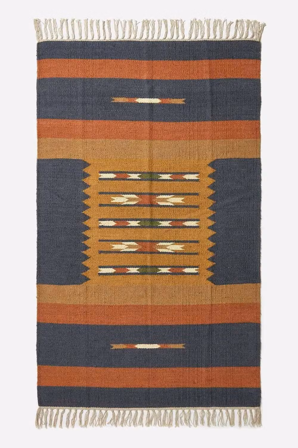 Homescapes Lundi Orange & Blue Kilim Cotton & Jute Rug, W: 160 cm, L: 230 cm – 2