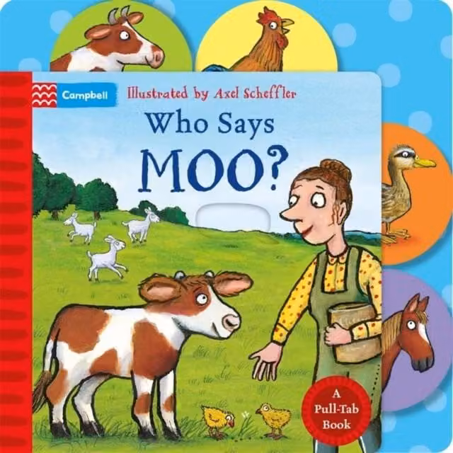 Campbell Books Who Says Moo? Multicolour Pull-Tab Paperback Book