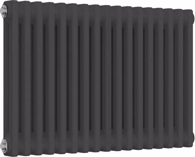 Bathroom Kingdom Colona Anthracite Double Column Horizontal Radiator, Grey, W: 78.5 cm, H: 50 cm