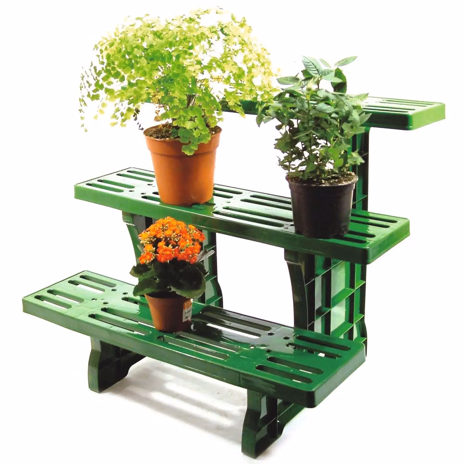 mysmartbuy 3-Tier Garden Plant Pot Etagere, Green Straight Display Stand for Indoor and Outdoor Use, H: 50 cm, W: 70 cm, D: 48 cm – 2