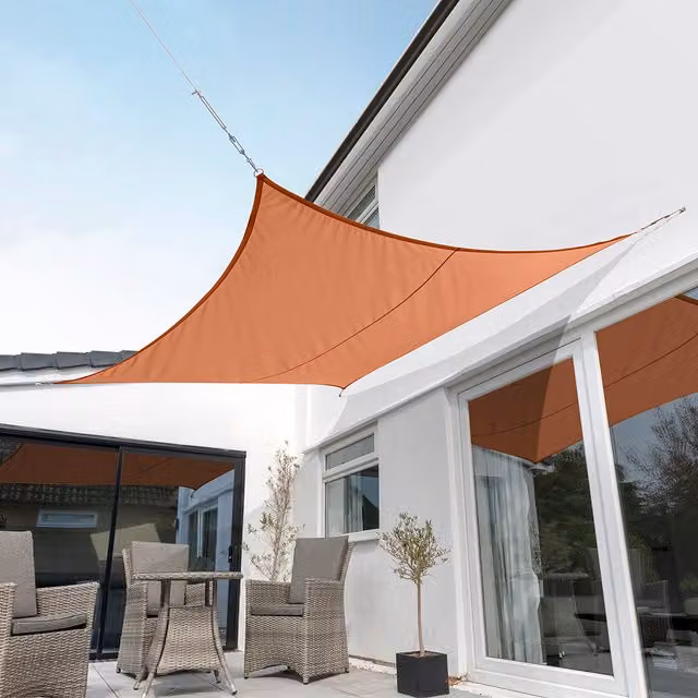 Kookaburra Square Waterproof Sun Shade Sail, Orange, W x W: 3 x 3 m