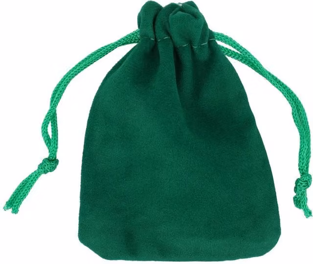 Neel Blue 50 Velvet Drawstring Bags in Green, W: 7 cm x H: 9 cm