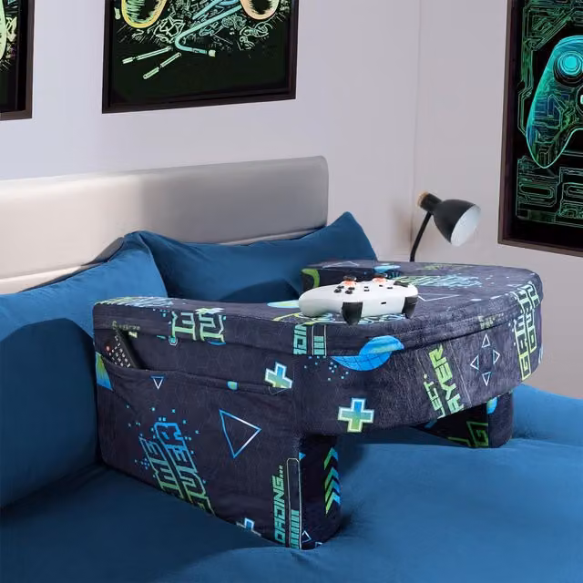 OHS Soft Foam Gaming Laptop Cushion Armrest and Reading Pillow in Navy Blue – 1