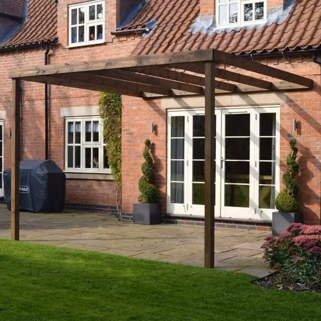 Rutland County Garden Furniture Ltd Wall Mounted Lean-to Pent Pergola in Brown, W/D/H: 240 x 240 x 270 cm – 1