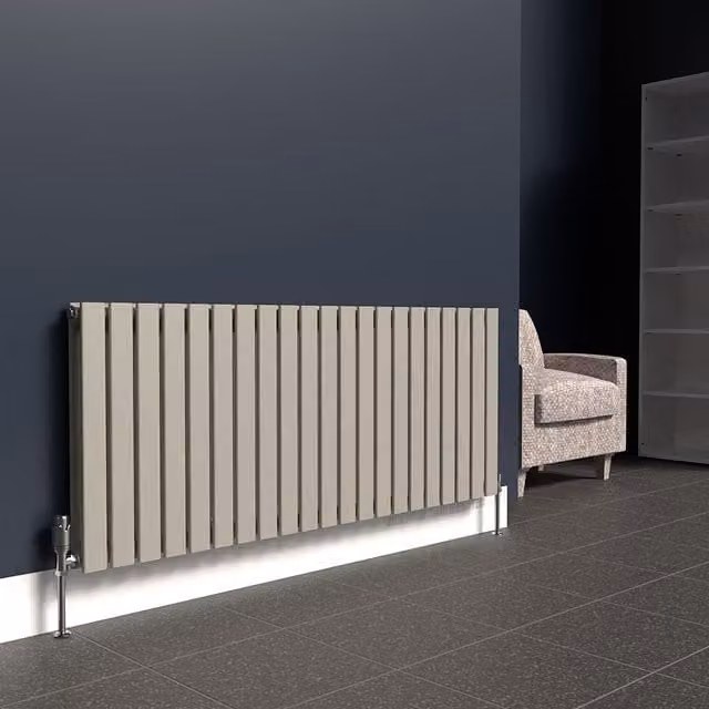 Lux Heat Flat Horizontal Double Radiator in Dune Grey, W: 1470 mm, H: 600 mm