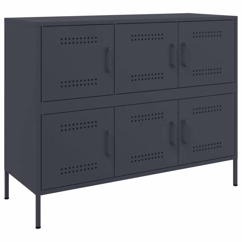 Berkfield Home Industrial Metal Sideboard in Anthracite and Black, W/D/H: 100.5 x 39 x 79 cm – 2