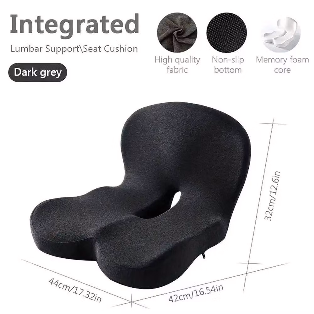 PAWNORA Memory Foam L-Shaped Integrated Seat and Back Cushion in Dark Grey, W/D: 120 x 135 cm – 2