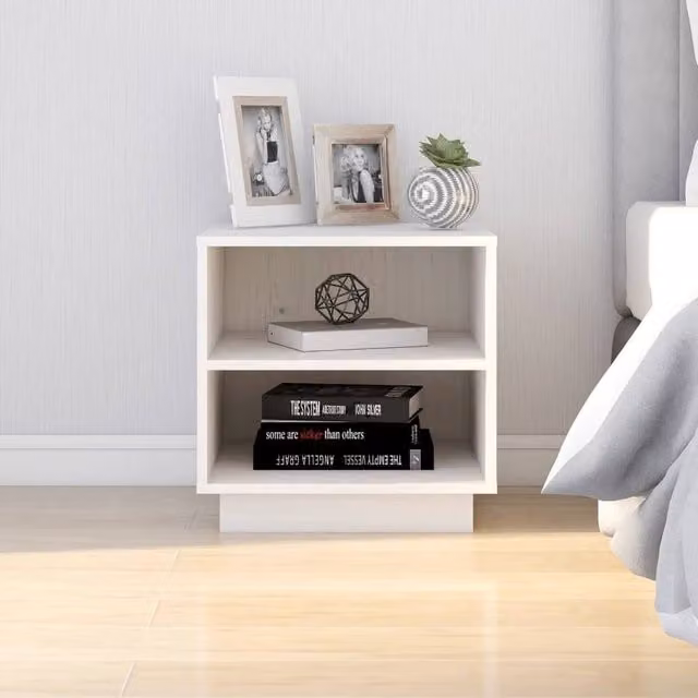 Berkfield Home Elegant White Solid Wood Pine Bedside Cabinets, 2 Pack, W/D/H: 40 x 34 x 40 cm – 1