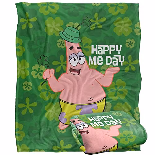LOGOVISION Spongebob Happy Me Day Silky Touch Super Soft Fleece Throw Blanket, White, W/D/H: 152 x 127 cm