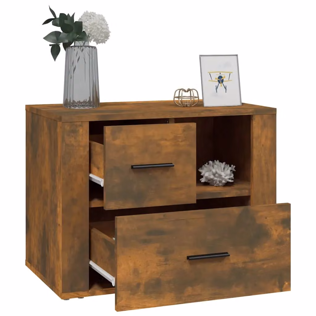 Berkfield Home Bedside Cabinet in Smoked Oak Brown, W: 60 cm, D: 36 cm, H: 45 cm – 3