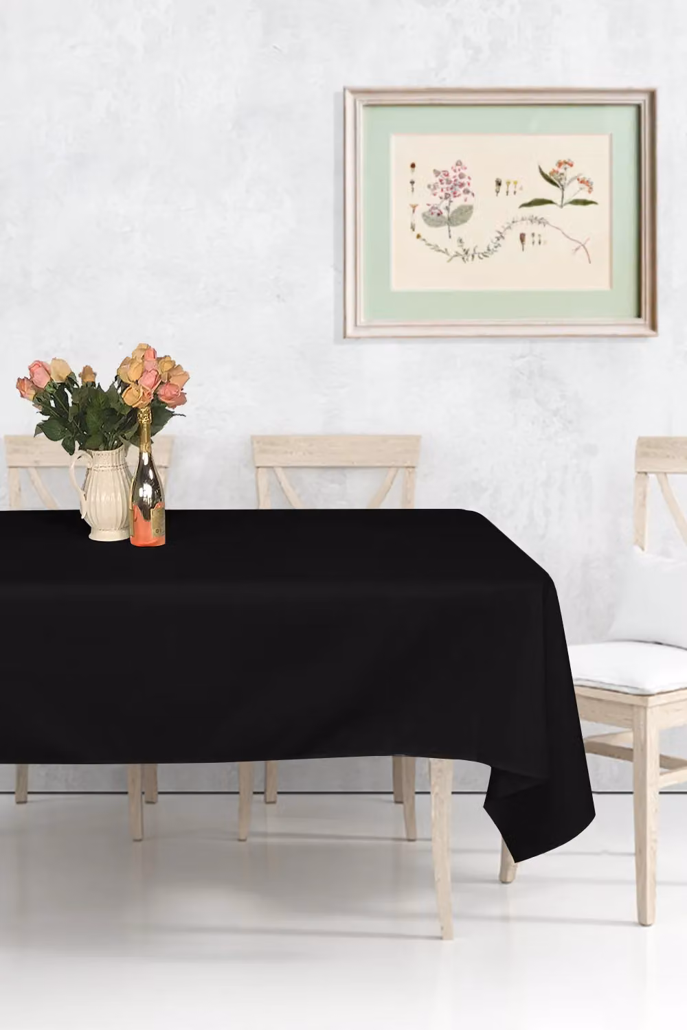 Neel Blue Rectangular Polyester and Linen Tablecloth in Black, W: 177 cm, L: 274 cm – 4