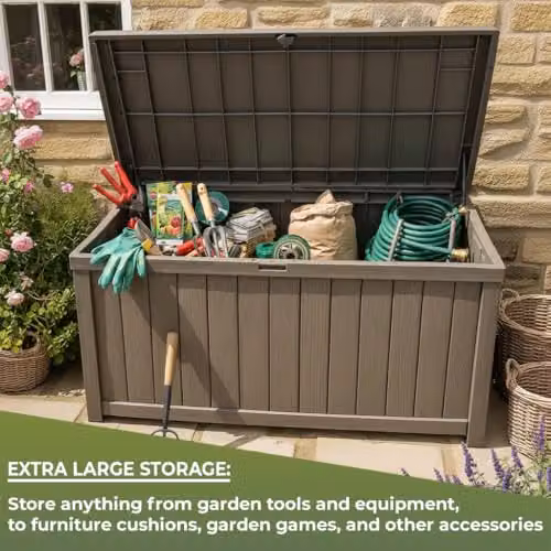 Centurion Supports Tungsten 450 Litre Waterproof Lockable Garden Storage Box in Greige, W/D/H: 119 x 67.5 x 67.5 cm – 3