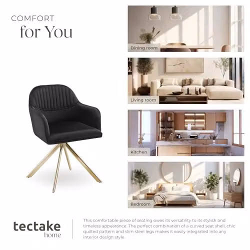 tectake Set of 2 Lona Armchairs in Black and Gold – 7