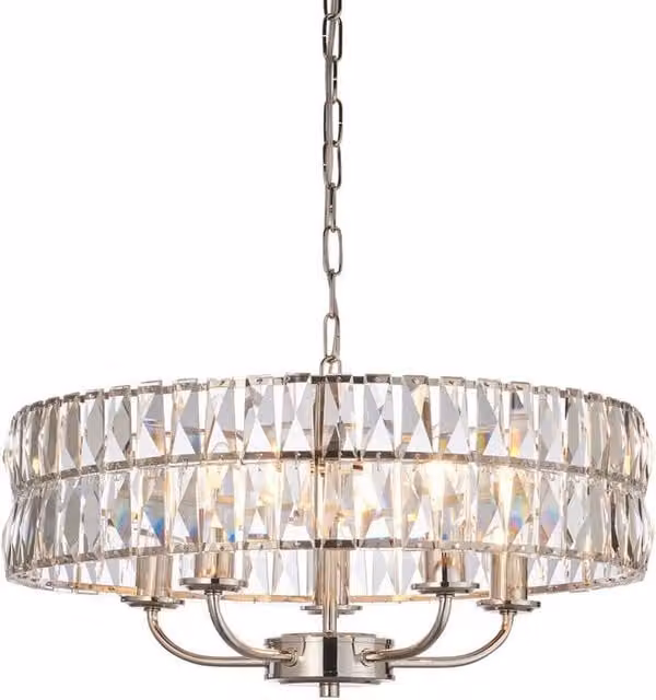Netlighting Clifton 5 Light Multi Arm Pendant Ceiling Lamp in Silver