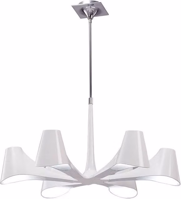 Netlighting Ora Telescopic Semi Flush Ceiling Light in Gloss White and Chrome with 6 E27 Sockets – 1