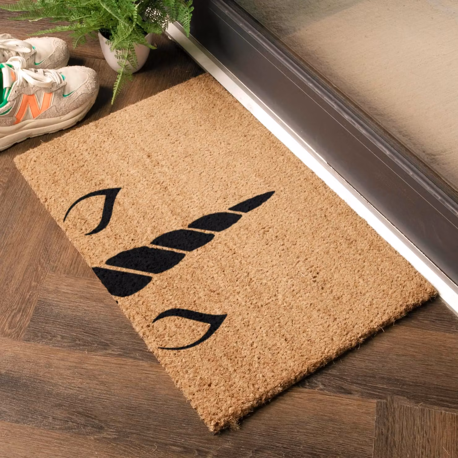 Artsy Mats Unicorn Horn Doormat in Black and Brown, W/D/H: 60 x 40 cm – 2