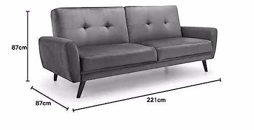 Julian Bowen Monza Grey Velvet Click Clack Sofa Bed with Adjustable Headrest – 2